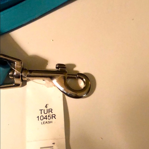 Turquoise leather dog leash 4”long silver accents - Picture 5 of 7